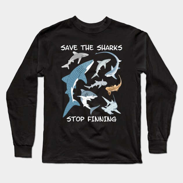 Save the Sharks - Stop Finning Long Sleeve T-Shirt by NicGrayTees